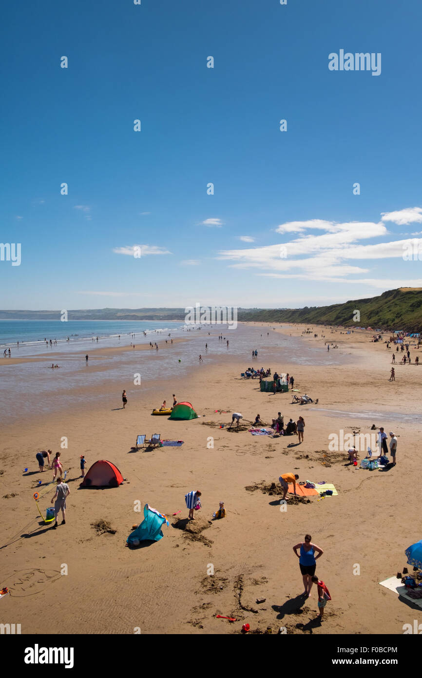 Filey Beach in North Yorkshire on a sunny summers day Stock Photo