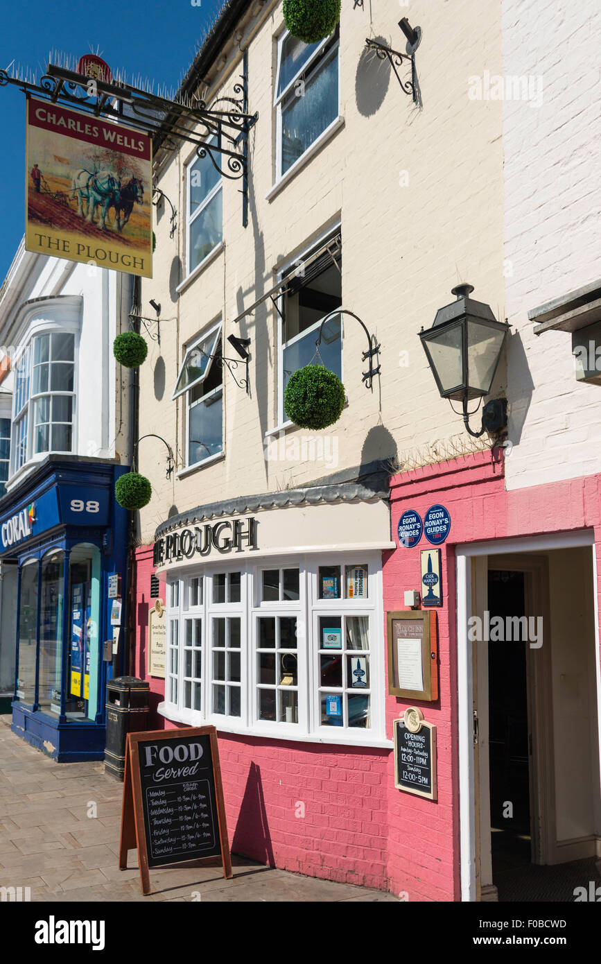 The Plough Pub, Watling Street, Towcester, Northamptonshire, England, United Kingdom Stock Photo
