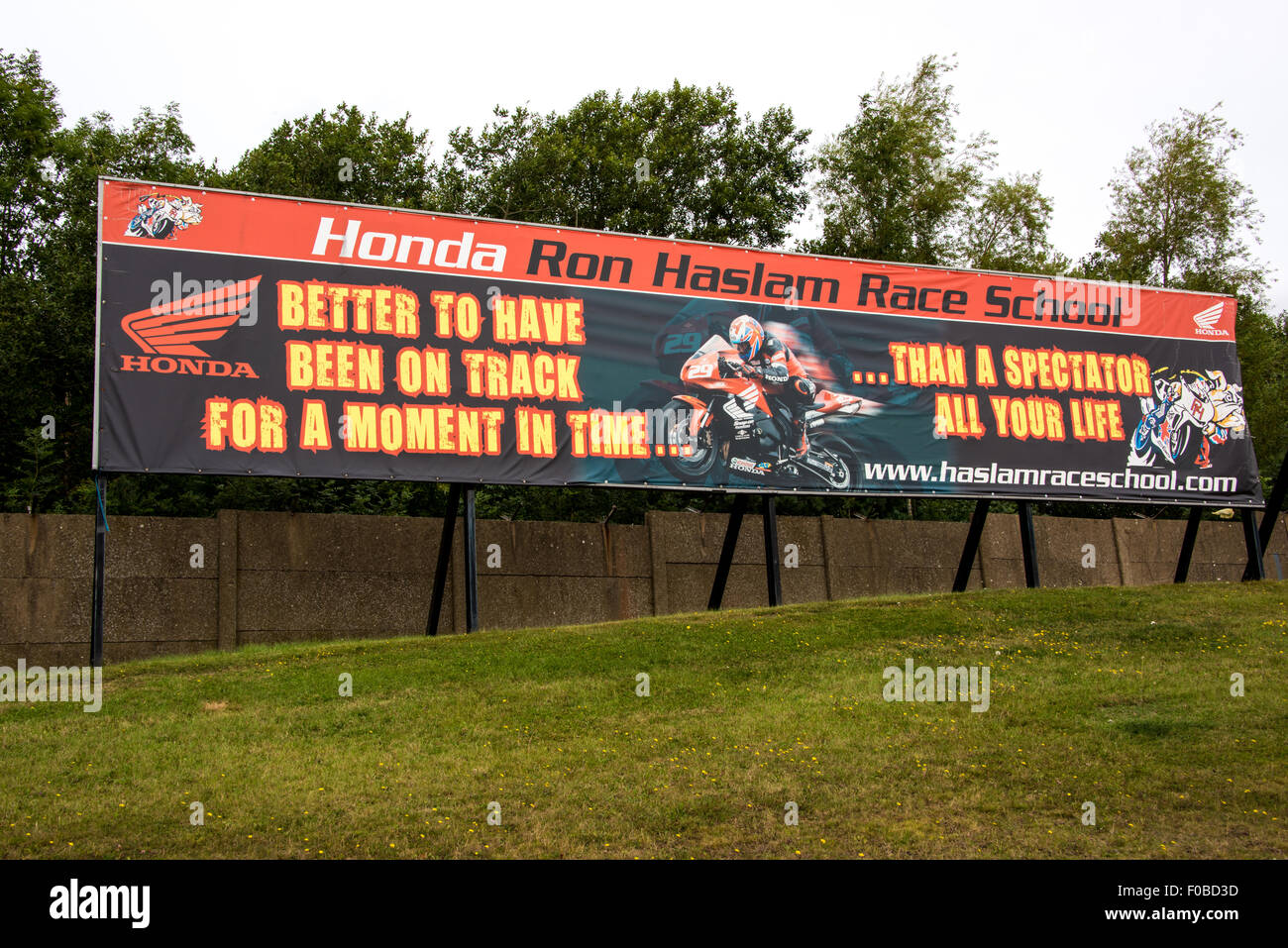 Honda Ron Haslam Race School bill board at Donington Raceway ...