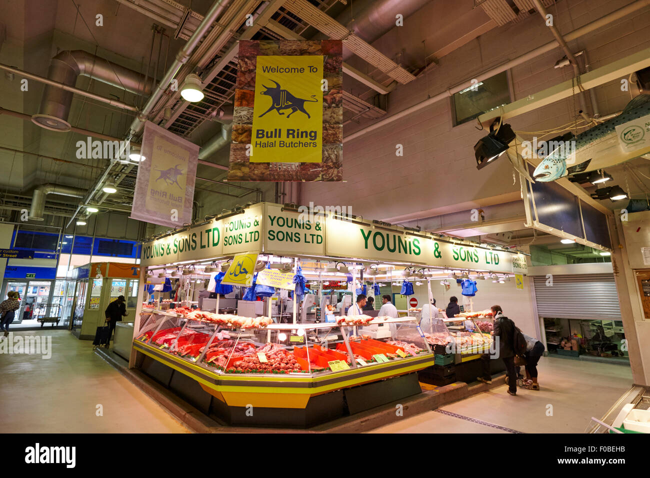 butchers and fresh food at the bullring indoor market Birmingham UK