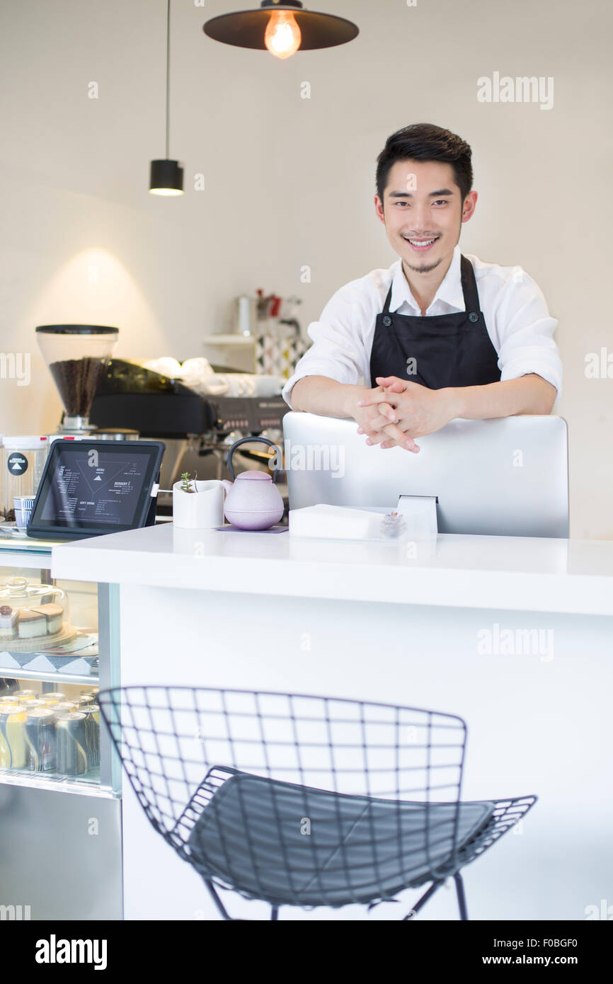 Portrait of coffee shop owner Stock Photo Alamy