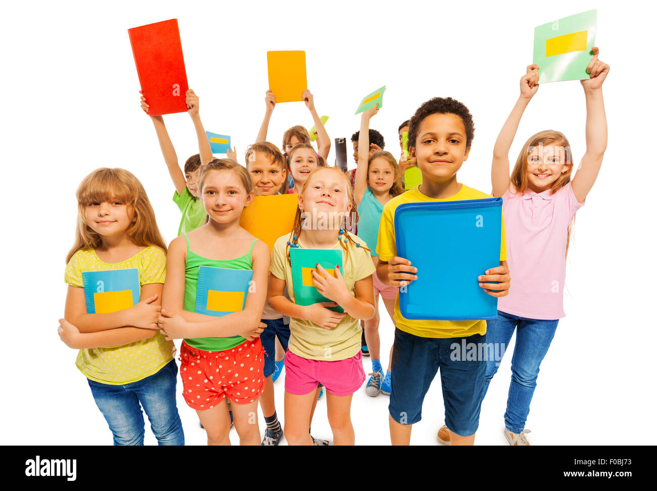 We got an A plus, large group of kids Stock Photo