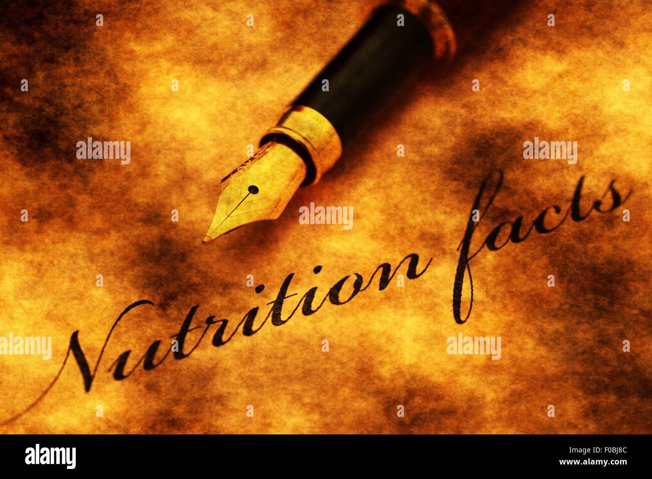 Fountain pen on nutrition facts Stock Photo Alamy