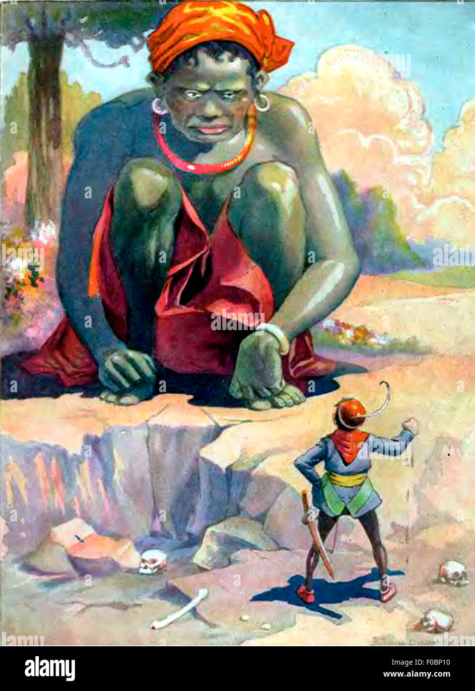 Jack and the Giant in Jack and the Beanstalk Stock Photo