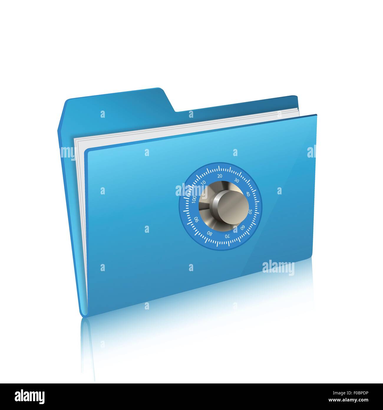 Security of computer folder with combination lock Stock Vector