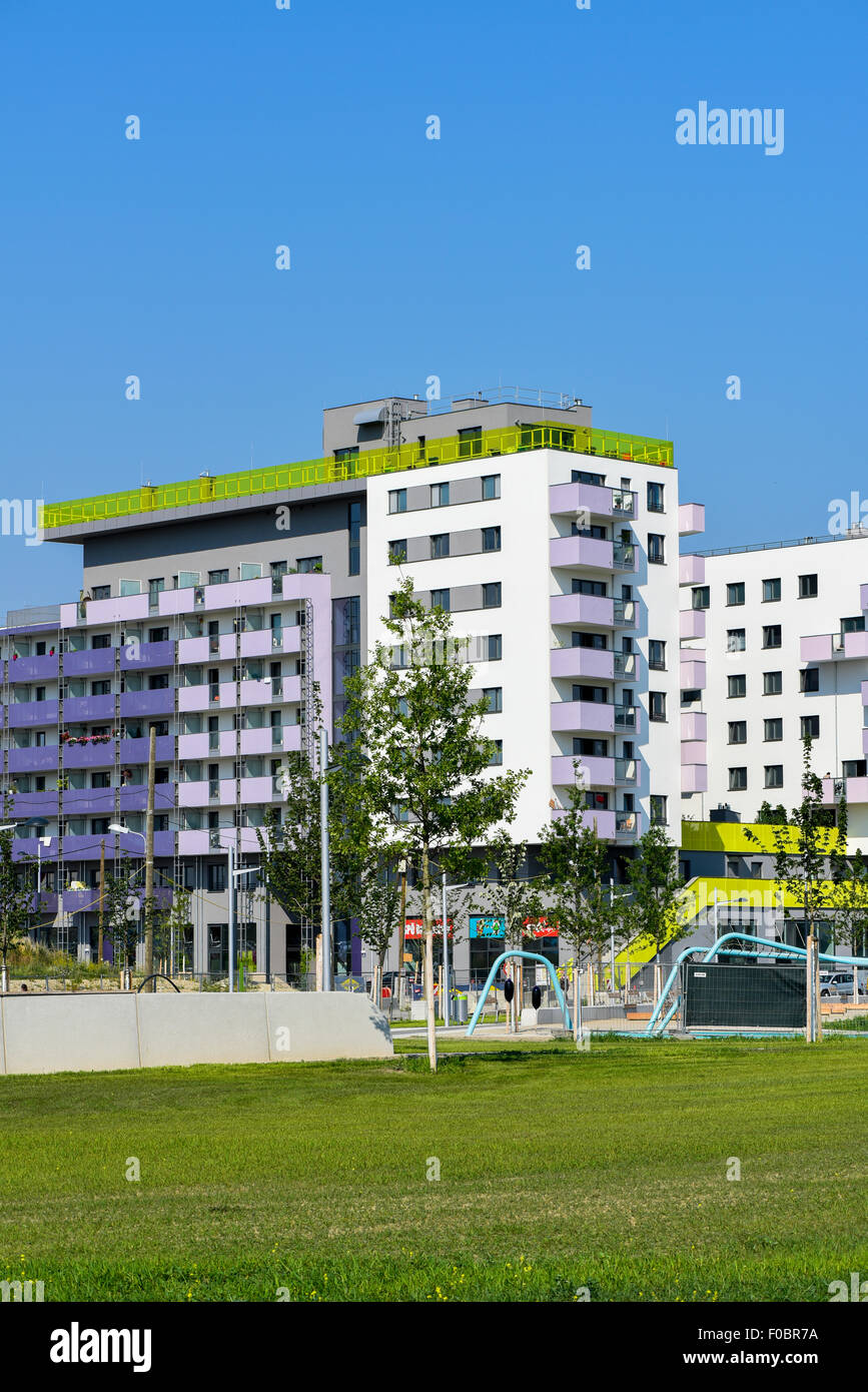 Urban Expansion Area On Green Meadow Seestadt Aspern Vienna Austria Stock Photo Alamy
