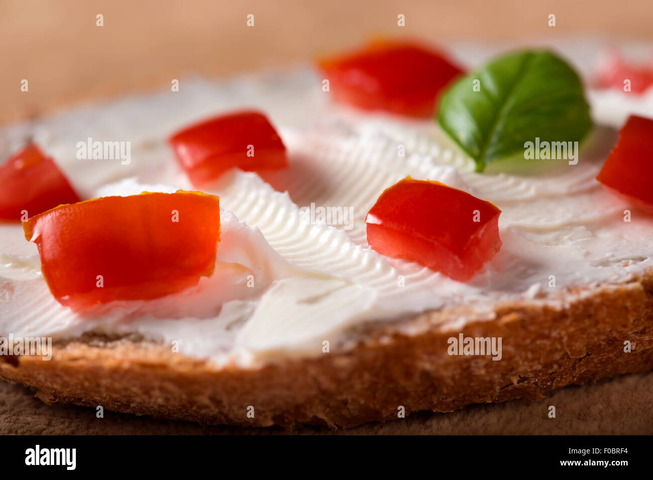 Appetizers with tomatoes and cream cheese Stock Photo