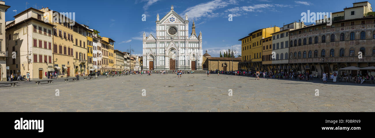 Piazza Santa Croce, Florence. 9 photos panoramic collage Stock Photo
