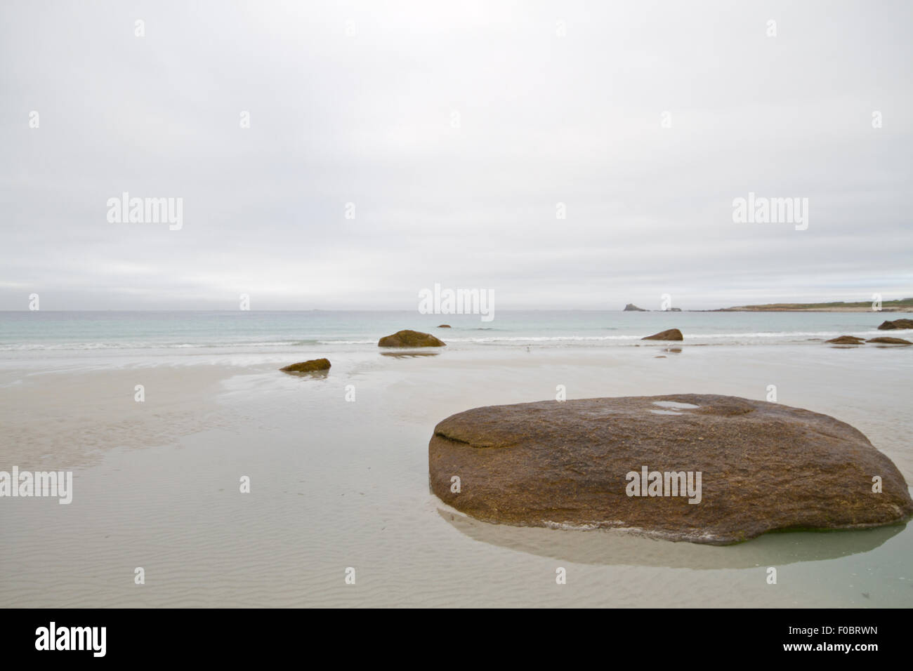 Rocks and stones on a beach on the Atlantic coast of Brittany, France Stock Photo
