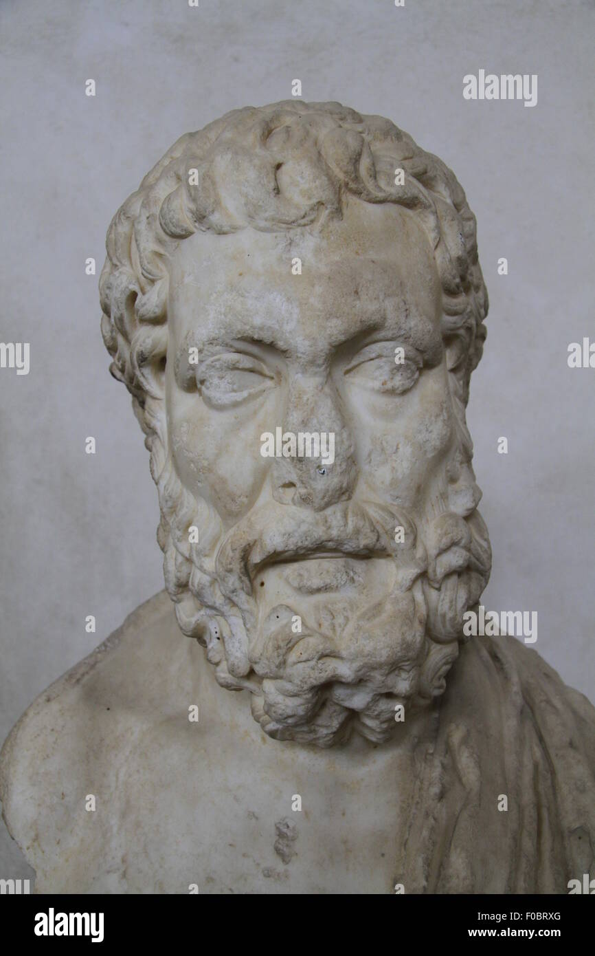 Bust of a philosopher from Samaria, Roman period, 1st century AD, marble, on display at the Rockefeller Museum Stock Photo