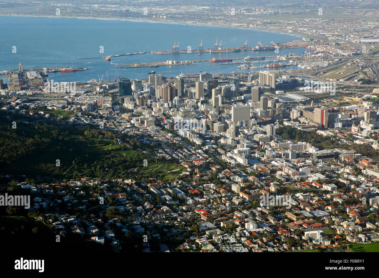 Aerial view of Cape Town from Lions Head. Stock Photo