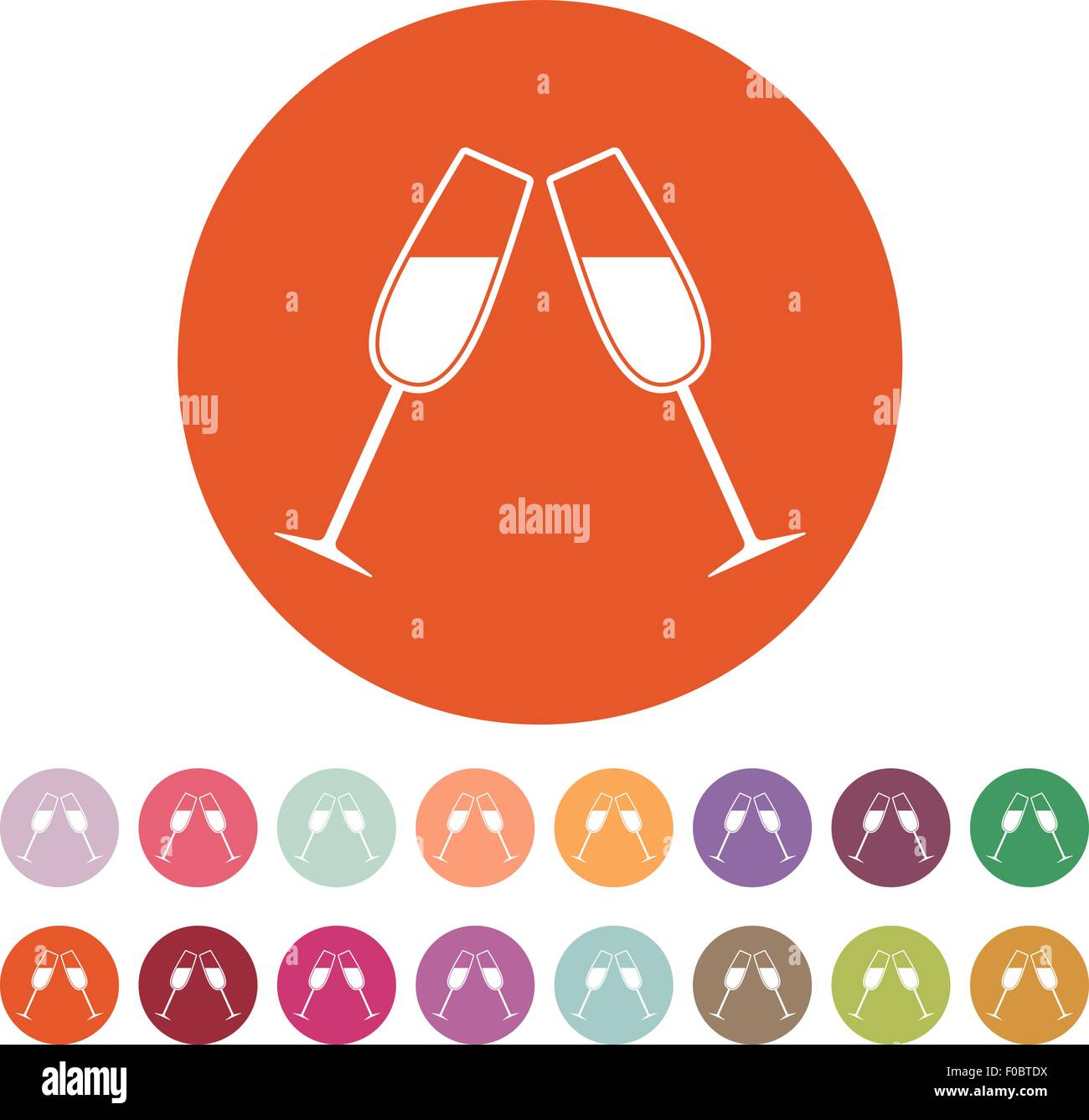 The clink glasses icon. Wineglass and goblet, celebration symbol. Flat