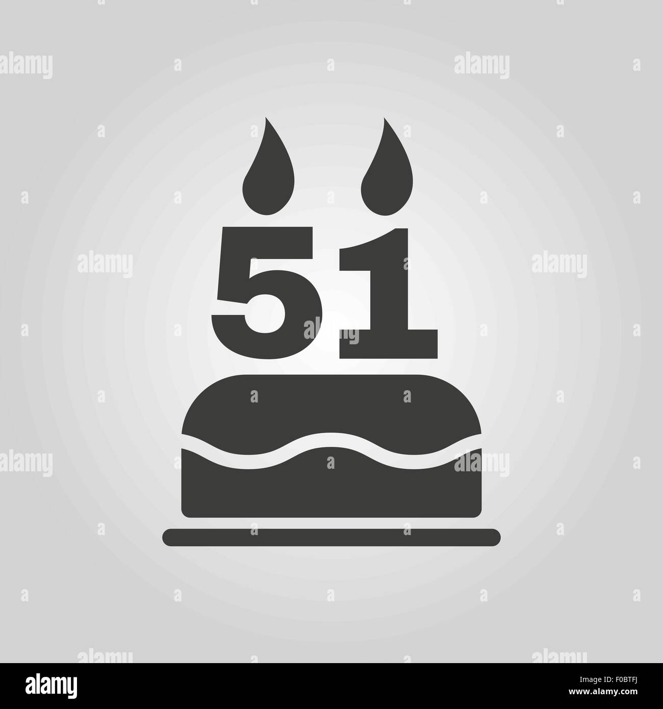 The birthday cake with candles in the form of number 51 icon. Birthday ...