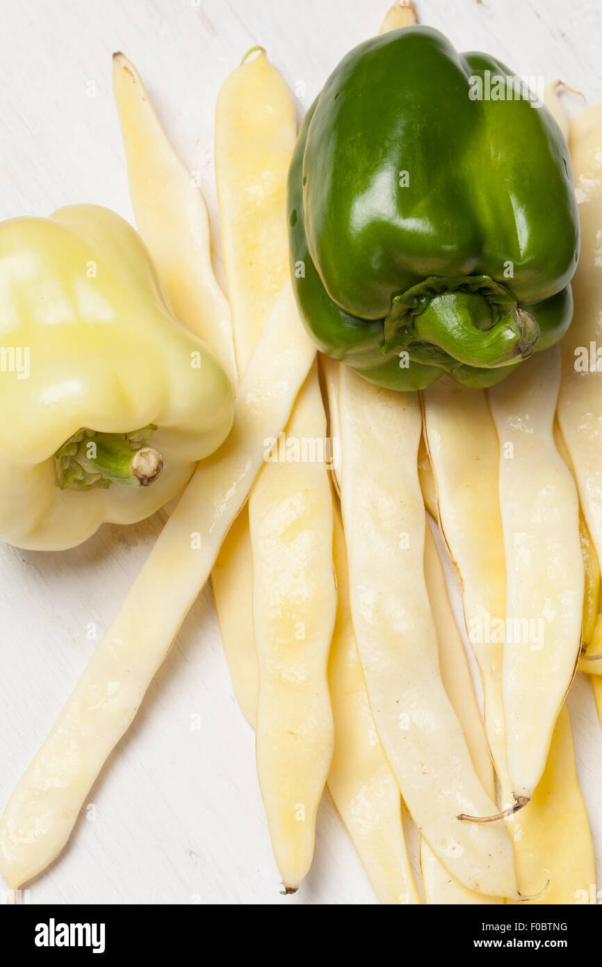 Fresh vegetables; yellow kidney beans and peppers Stock Photo Alamy