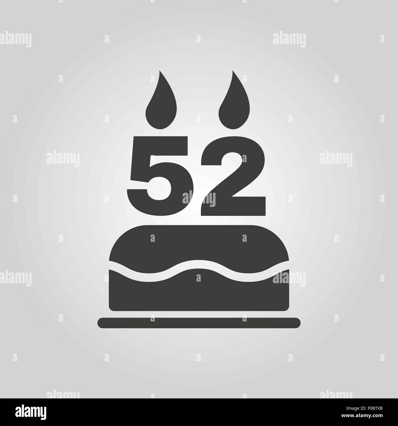 The birthday cake with candles in the form of number 52 icon. Birthday ...