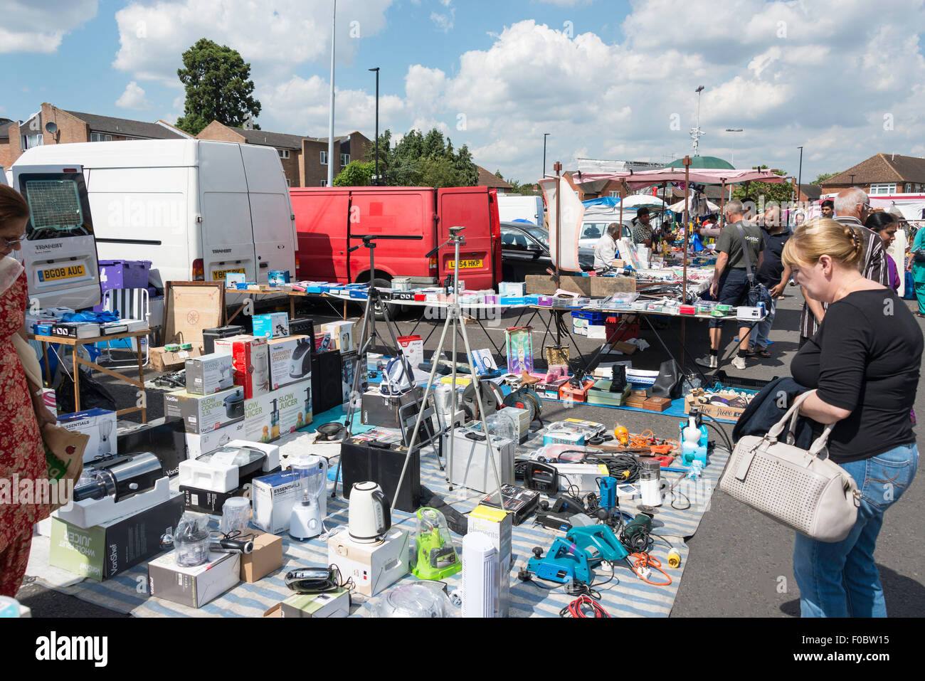 Hounslow West Car Park Car Boot Market, Hounslow West, London Borough of Hounslow, Greater London, England, United Kingdom Stock Photo