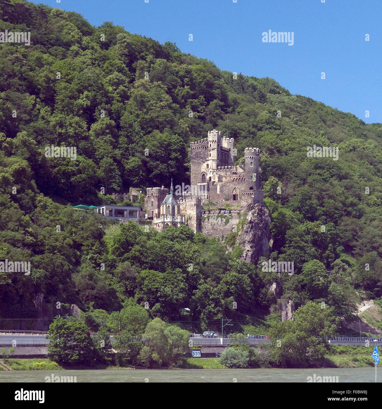 Burg Rheinstein, Landschaft, Rhein; Stock Photo