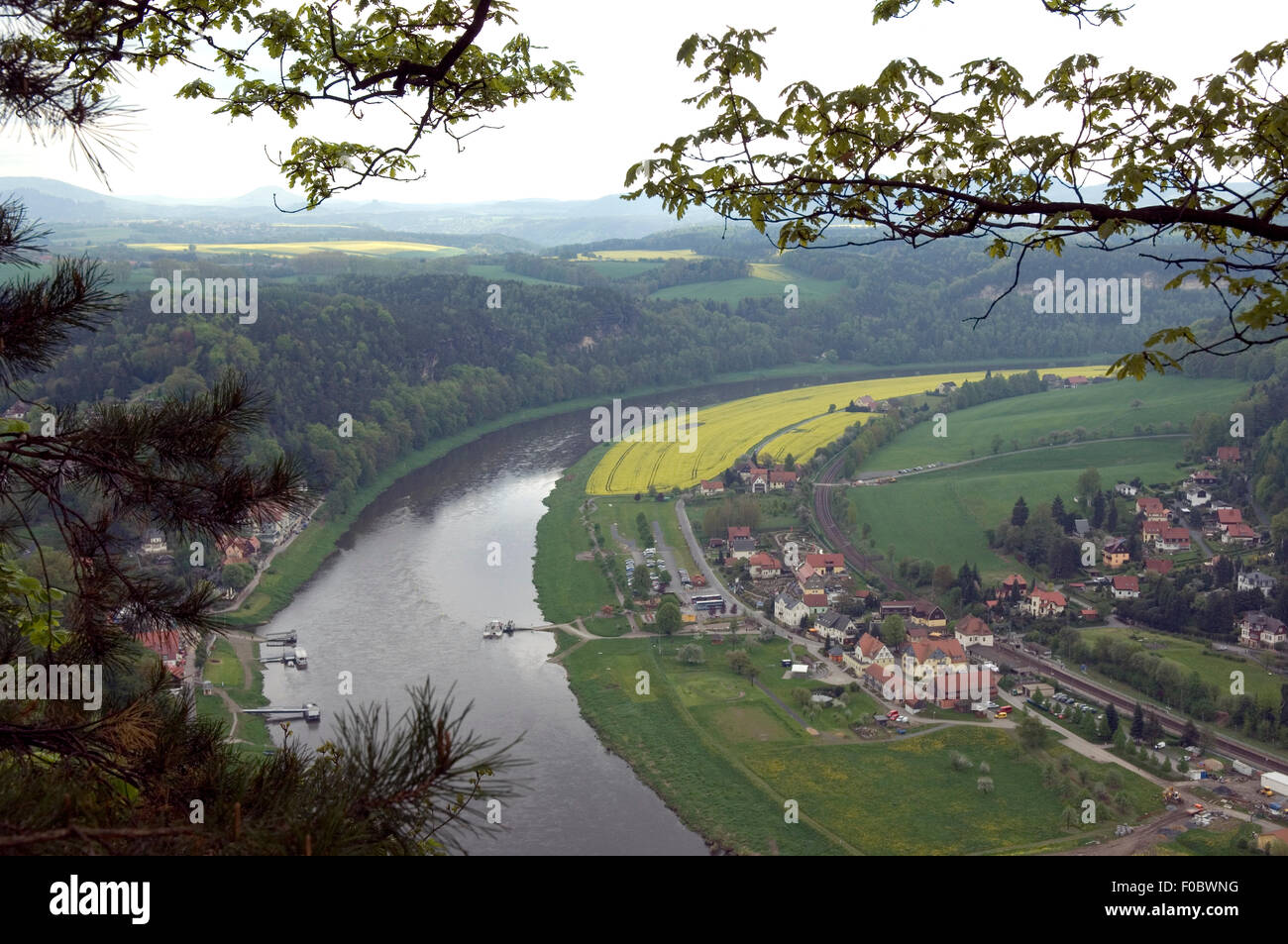 Elbsandsteingebirge, Elbe, Fluss, Sandstein, Stock Photo