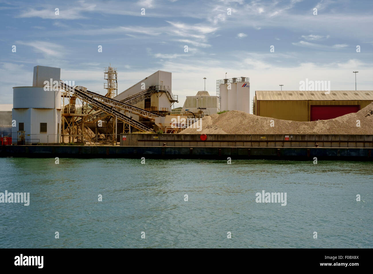 Cemex Gravel yard on Poole Quay Dorset United Kingdom Stock Photo