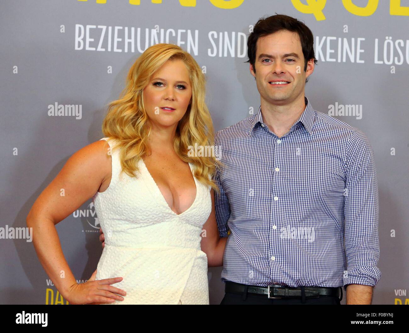 Actress Amy Schumer And Bill Hader Attend A Photocall For Dating Queen 