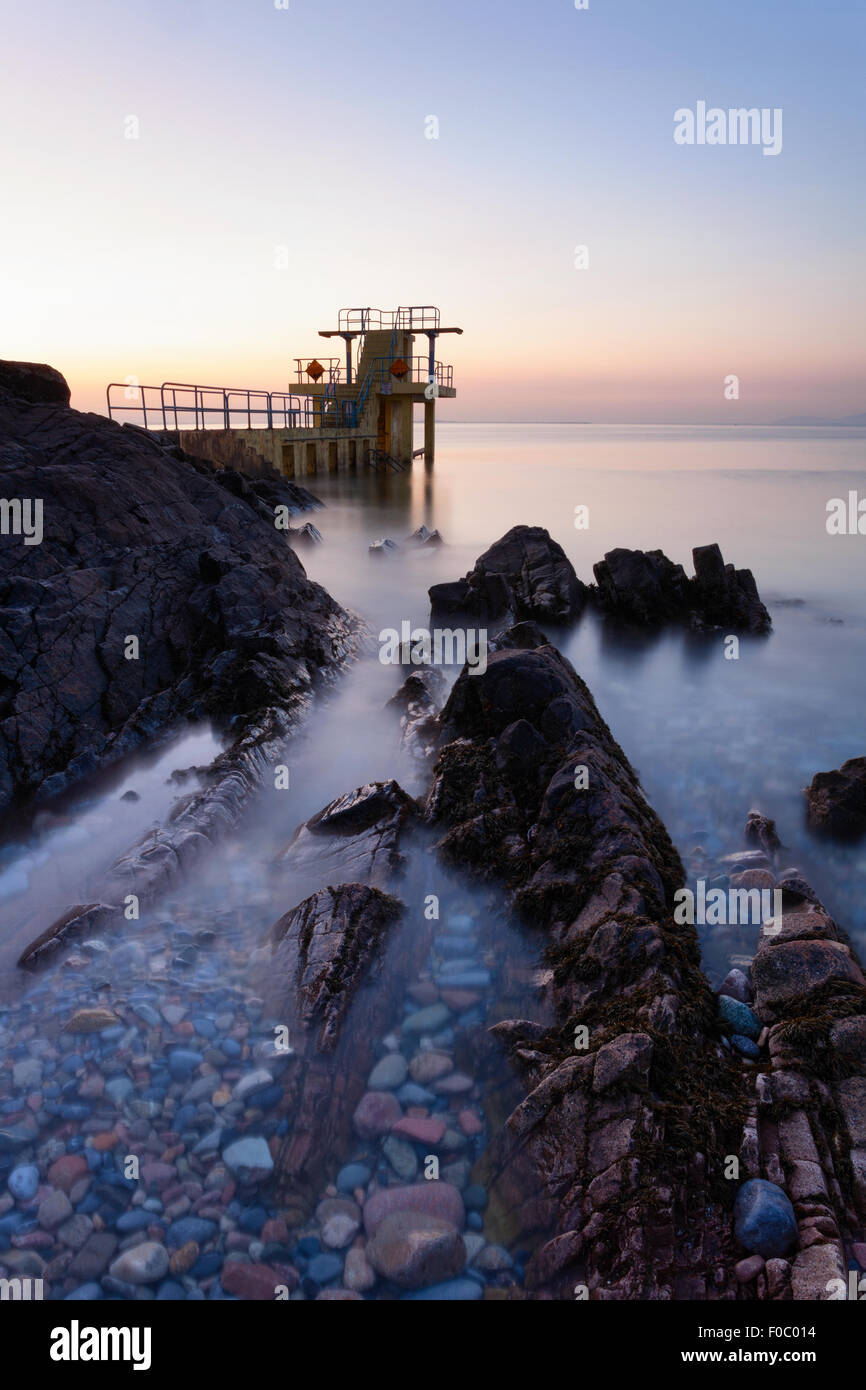 Before the Sunrise at Blackrock diving board. Salthill, Galway Stock