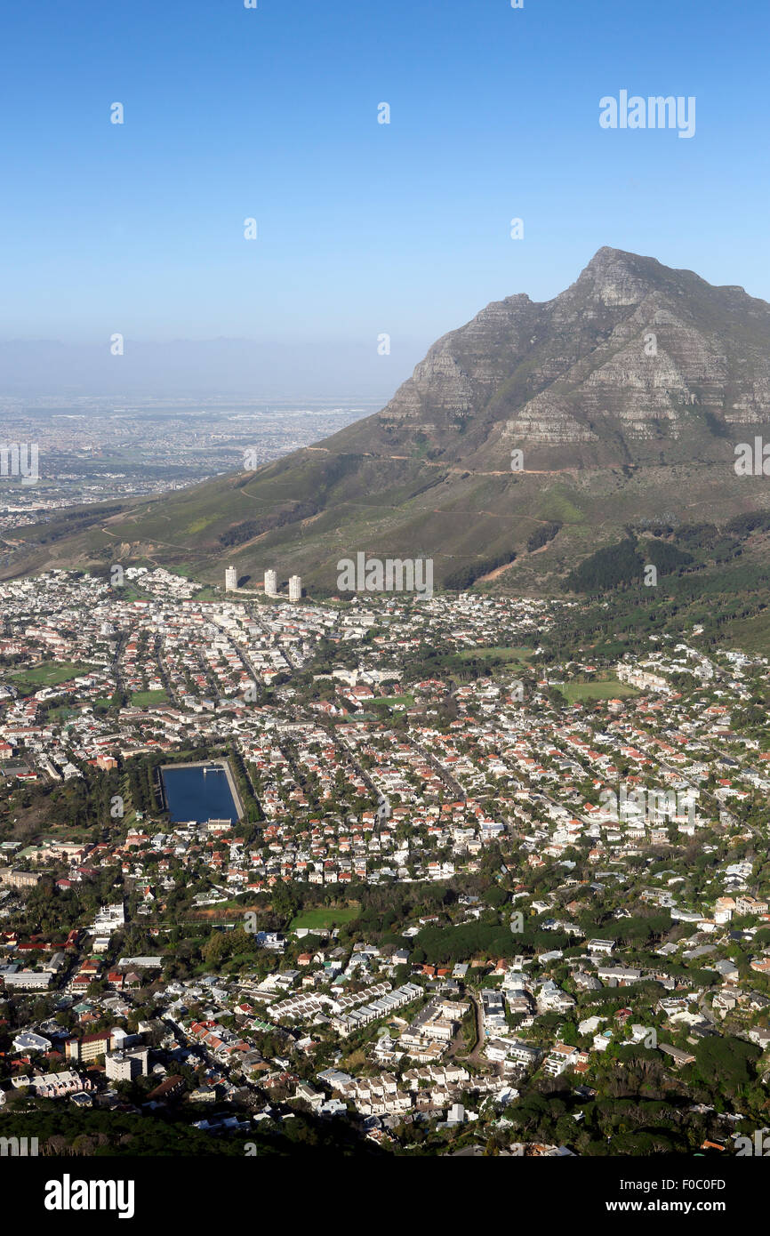 Aerial view of Cape Town from Lions Head. Stock Photo