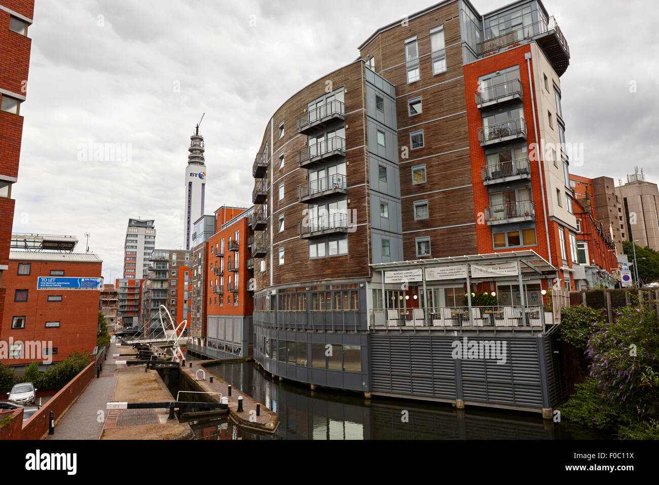Birmingham bcn canal and locks through the city centre UK Stock Photo