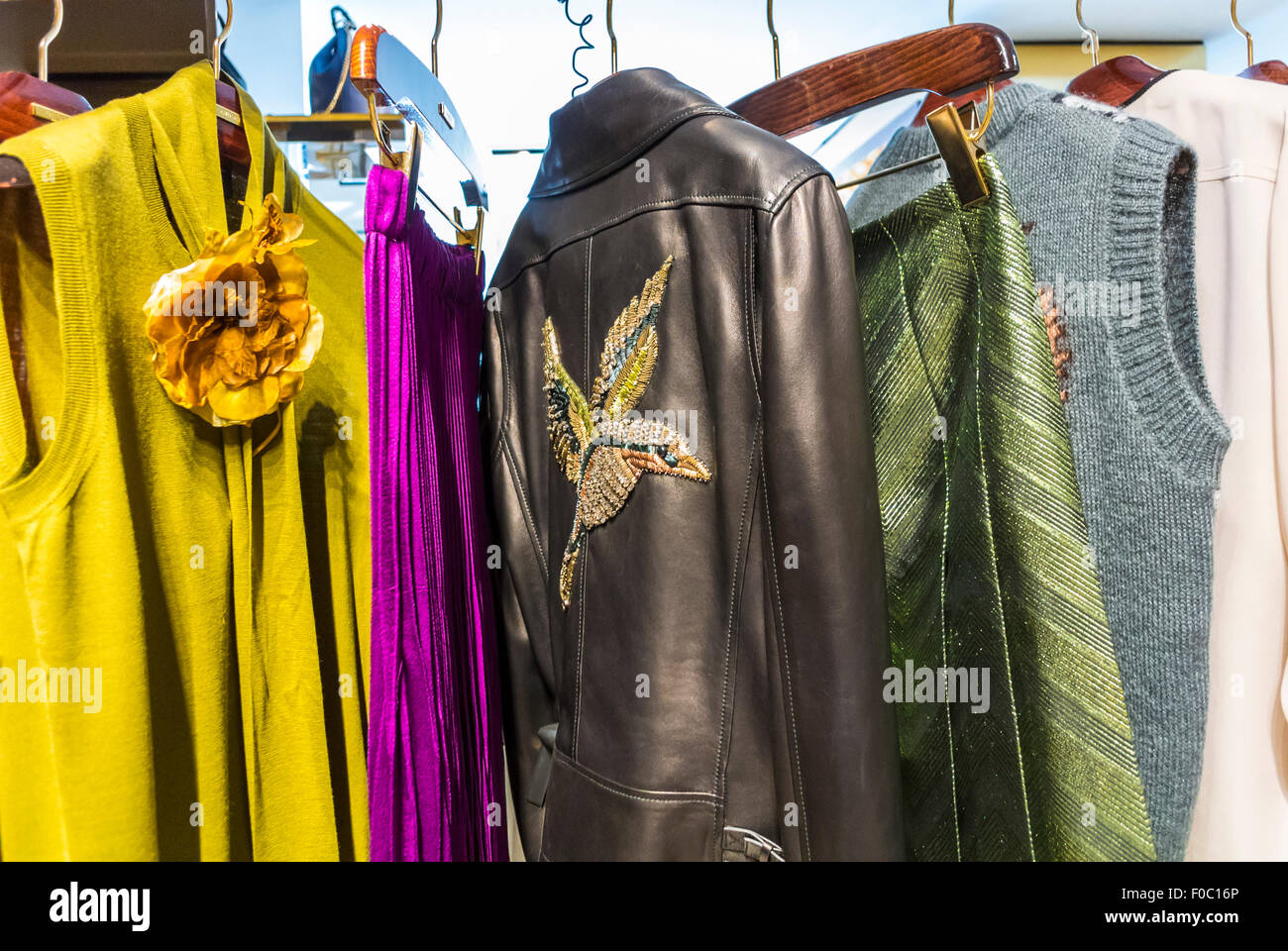 Paris, France, Inside Luxury Brands Store, Gucci, Women's CLothing,  Fashionable Clothes Design on Rack on Display, gucci [WOP] Stock Photo -  Alamy