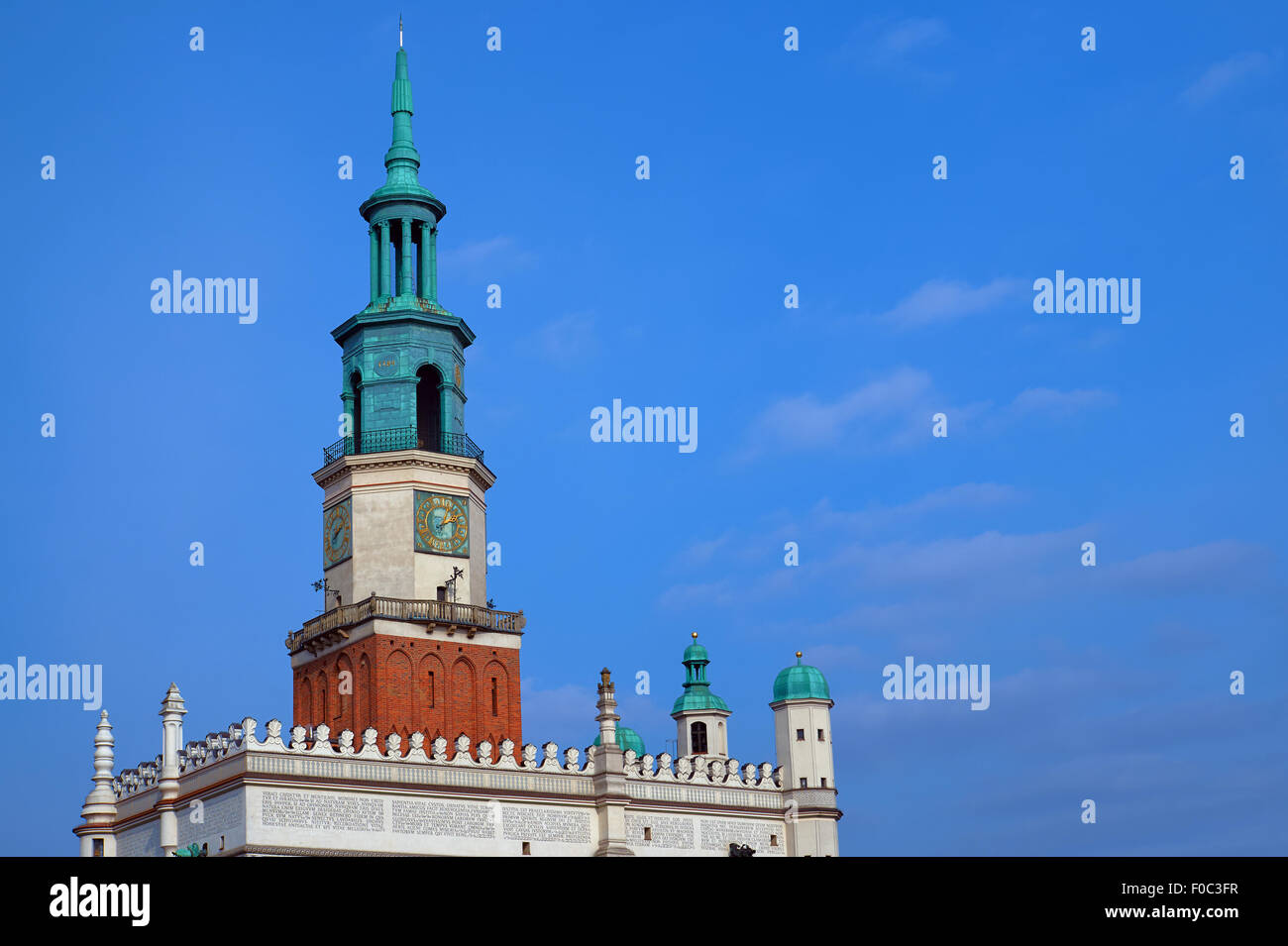 The tower of the Renaissance town hall in Poznan Stock Photo