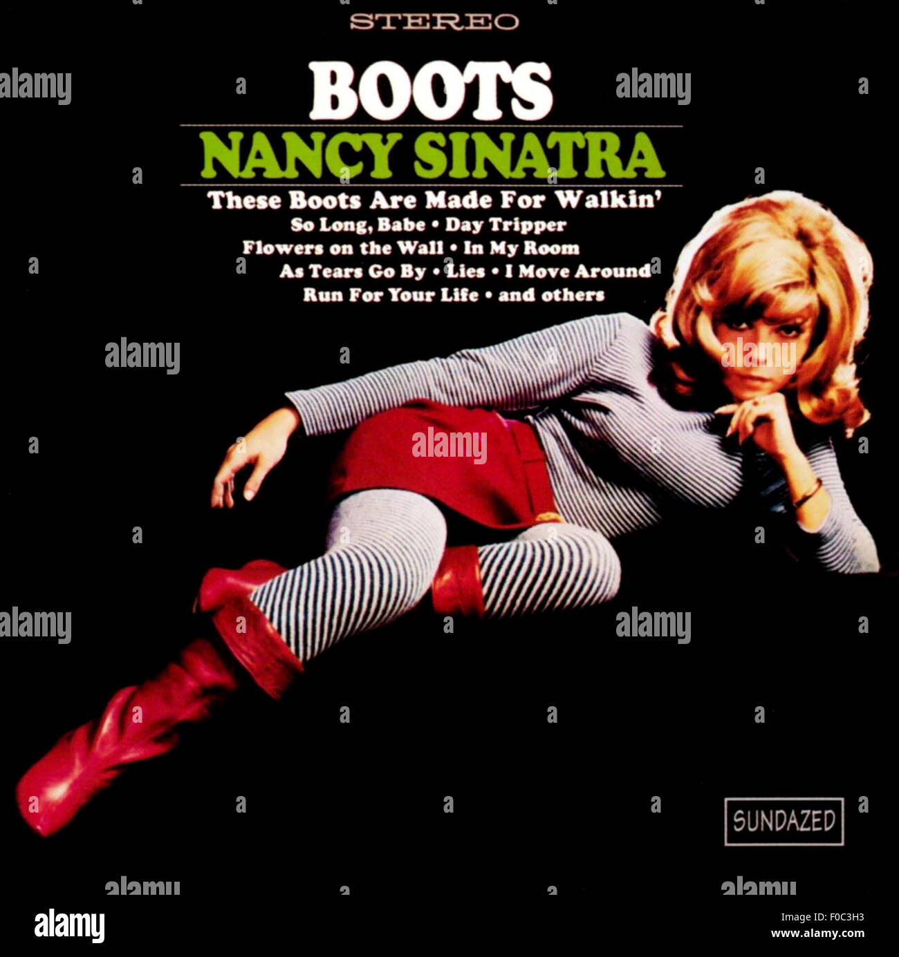 music, records, 'Boots', by Nancy Sinatra, cover, Reprise Records, 1966, re-issue by Sundazed Records, Coxsackie, Additional-Rights-Clearences-Not Available Stock Photo