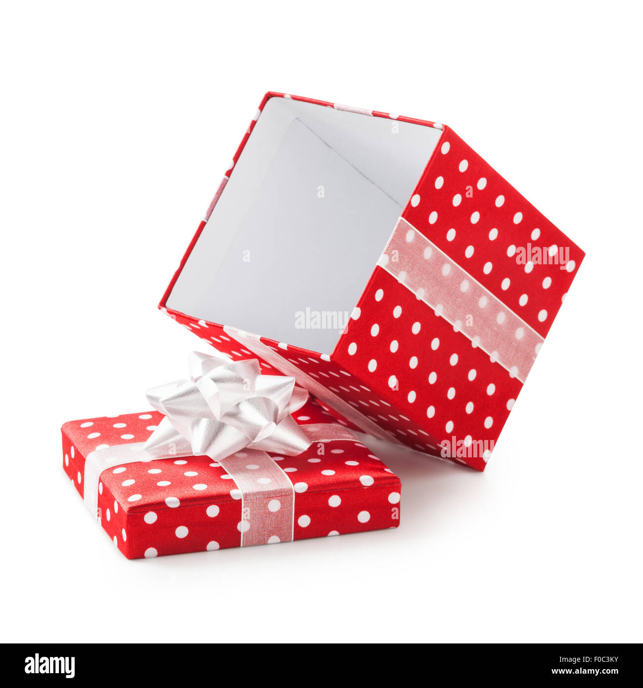 Present In A Red Gift Box With White Tulle Ribbon. Isolated On White  Background. Stock Photo, Picture and Royalty Free Image. Image 11694897.