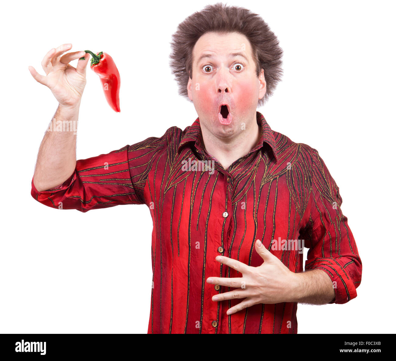 Man holding a spicy red paprika Stock Photo