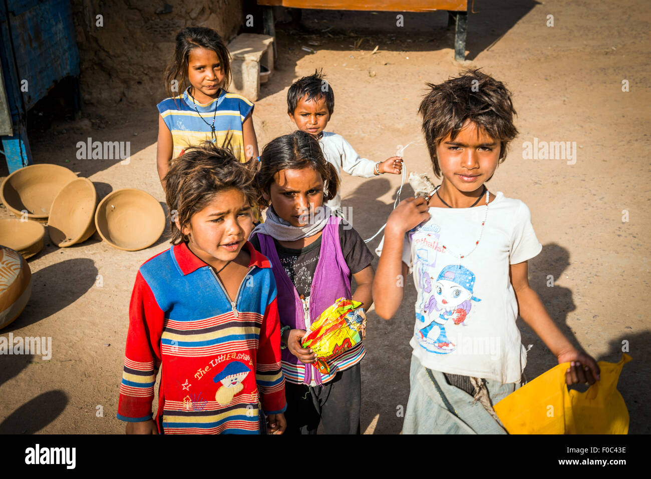 Village children in the old part of Khajuraho, Madhya Pradesh, India Stock Photo