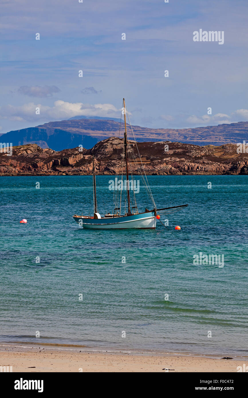Boat berthed Isle of Iona, Scotland UK Stock Photo