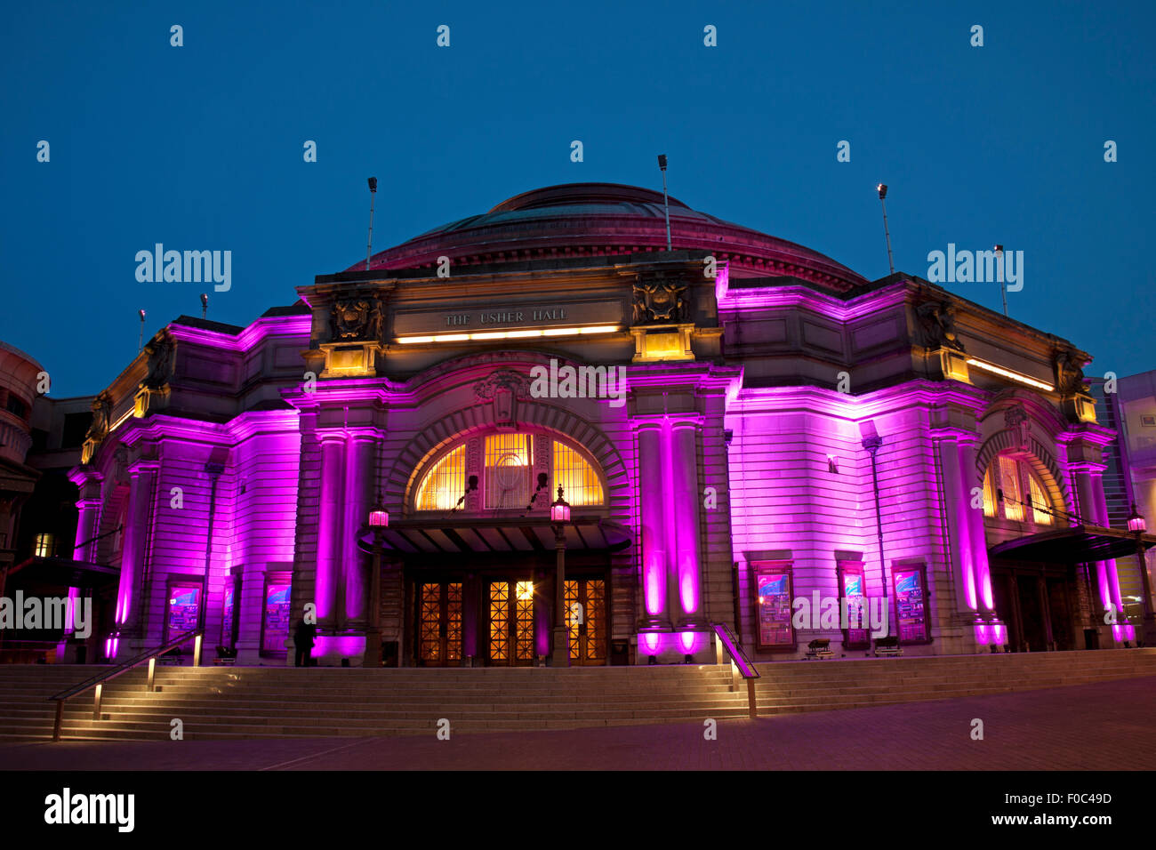 Usher Hall illuminated in evening, Edinburgh Scotland UK Stock Photo