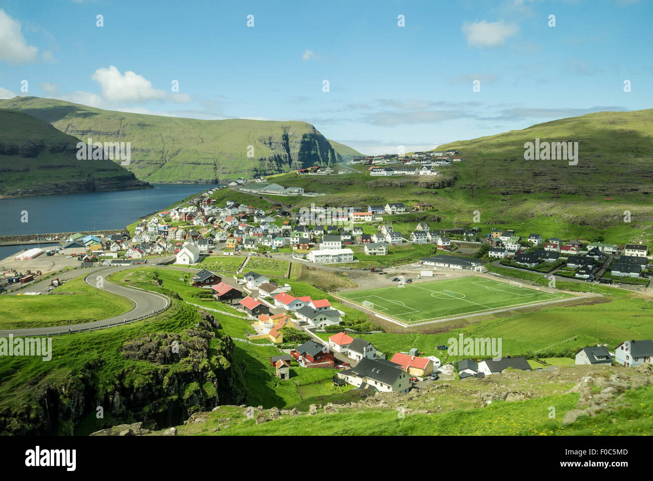 Village of Eidi on the Faroe Islands Stock Photo