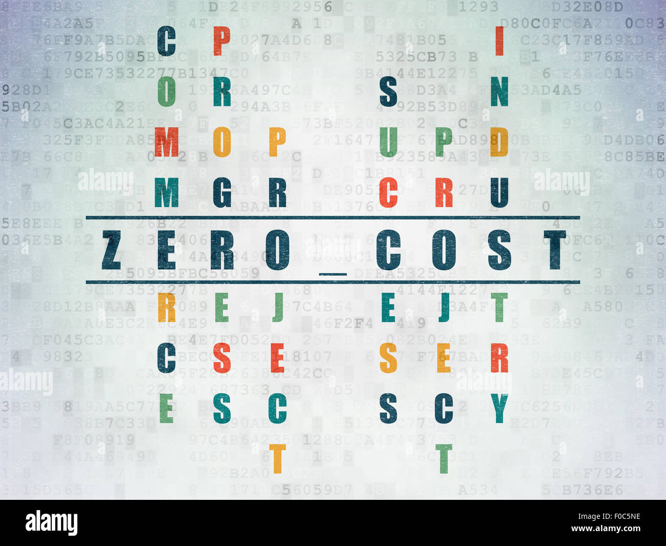 Business concept word Zero cost in solving Crossword Puzzle Stock Photo Alamy