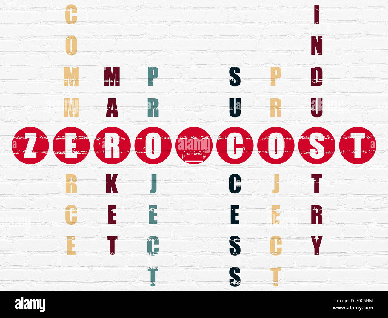 Finance concept word Zero cost in solving Crossword Puzzle Stock Photo