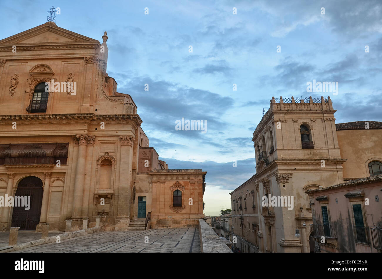 Sicilian Baroque in the afternoon of Noto Stock Photo