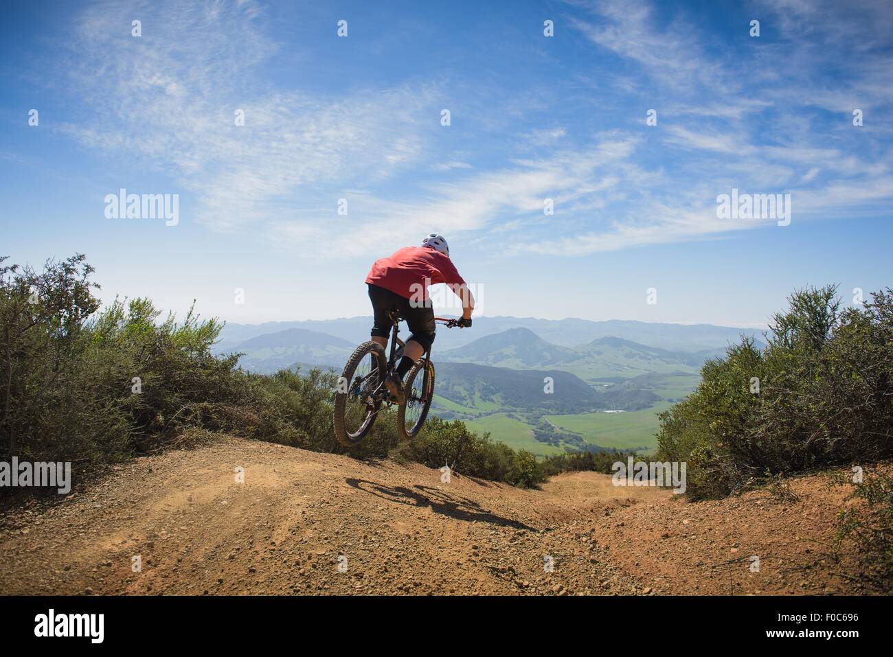 Cyclist mountain biking, San Luis Obispo, California, United States of America Stock Photo