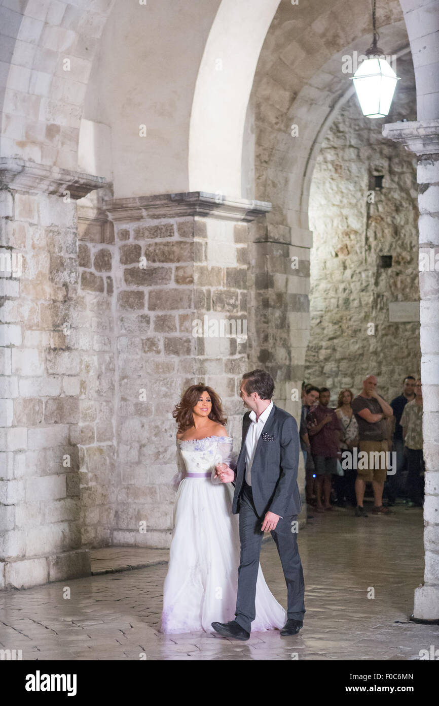 Lebanese singer Naywa Karam shooting a music video with a wedding theme in Dubrovnik  Featuring: Naywa Karam Where: Dubrovnik, Croatia When: 10 Jun 2015 C Stock Photo