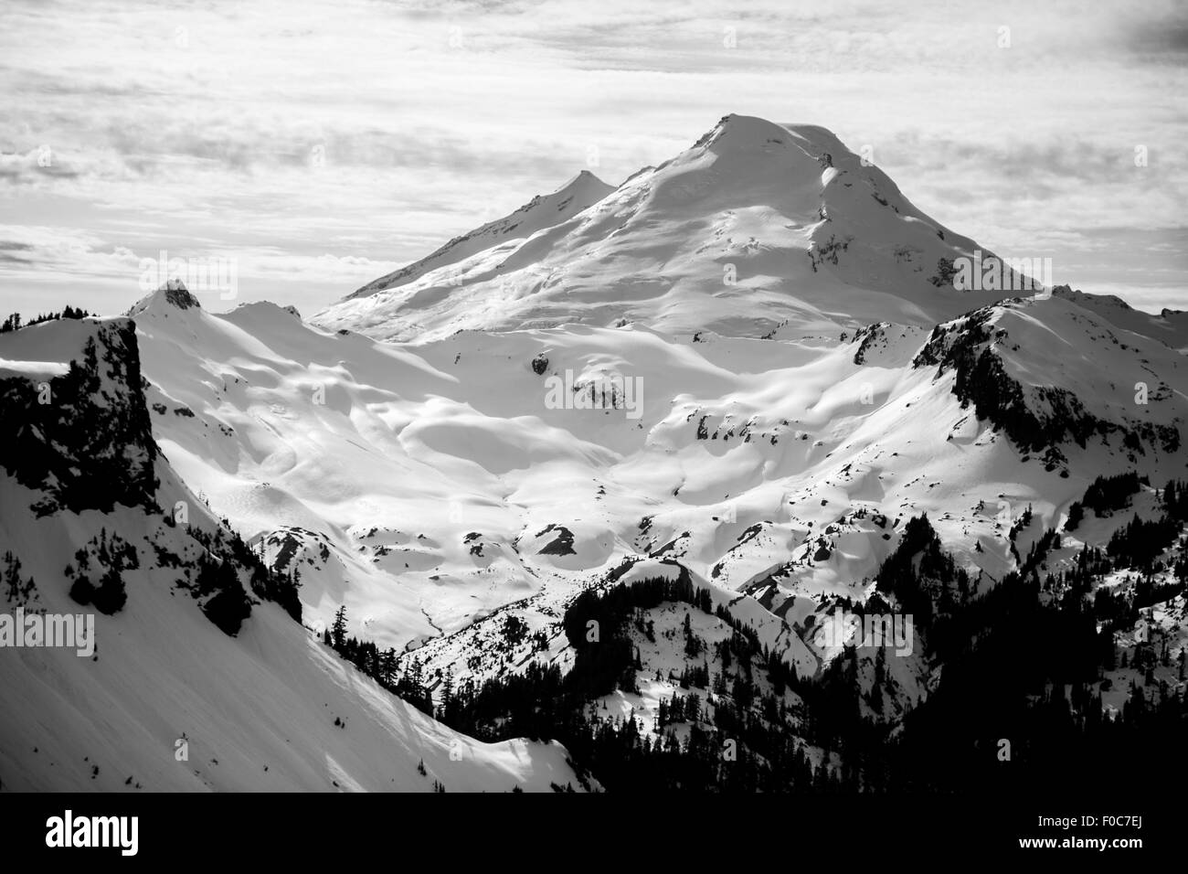 Snow covered view of Mount Baker, Washington, USA Stock Photo