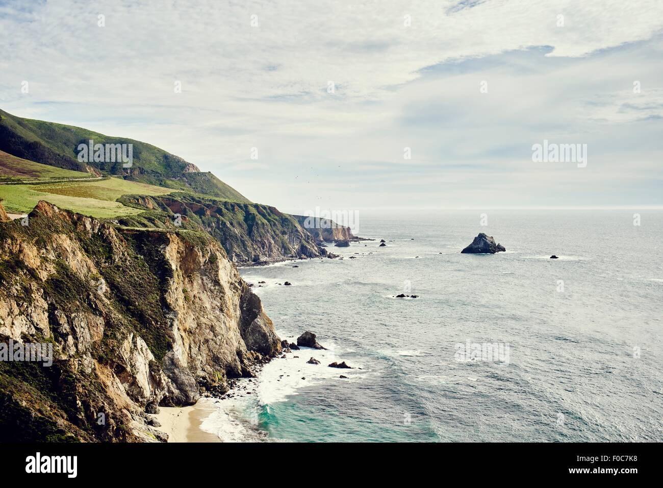 View of coastline cliffs and sea, Big Sur, California, USA Stock Photo