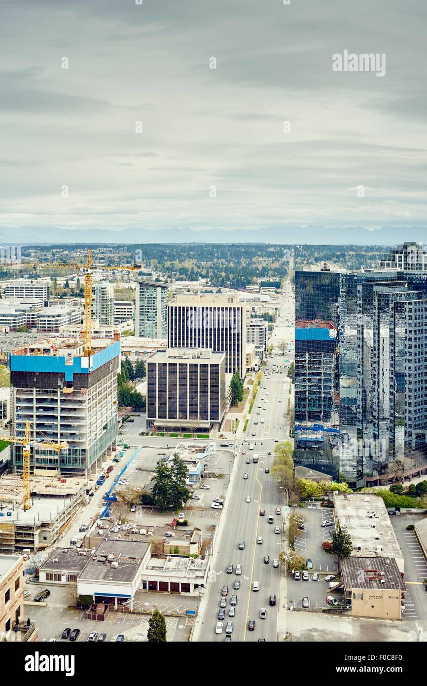 View of office building and development, Bellevue, Washington State, USA Stock Photo