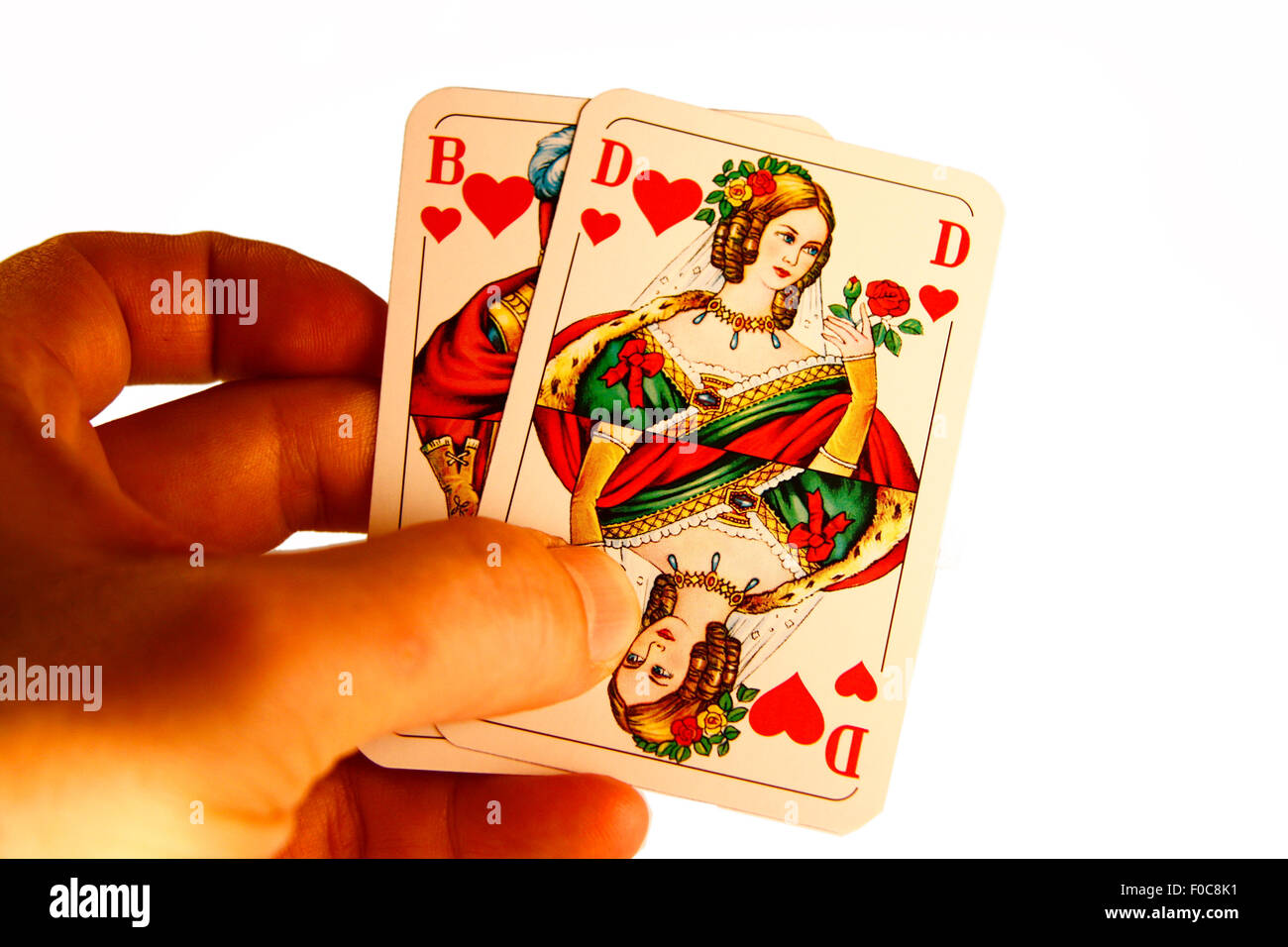 Herz Bube und Herz Dame - Symbolbild Kartenspiel/ card game. Stock Photo