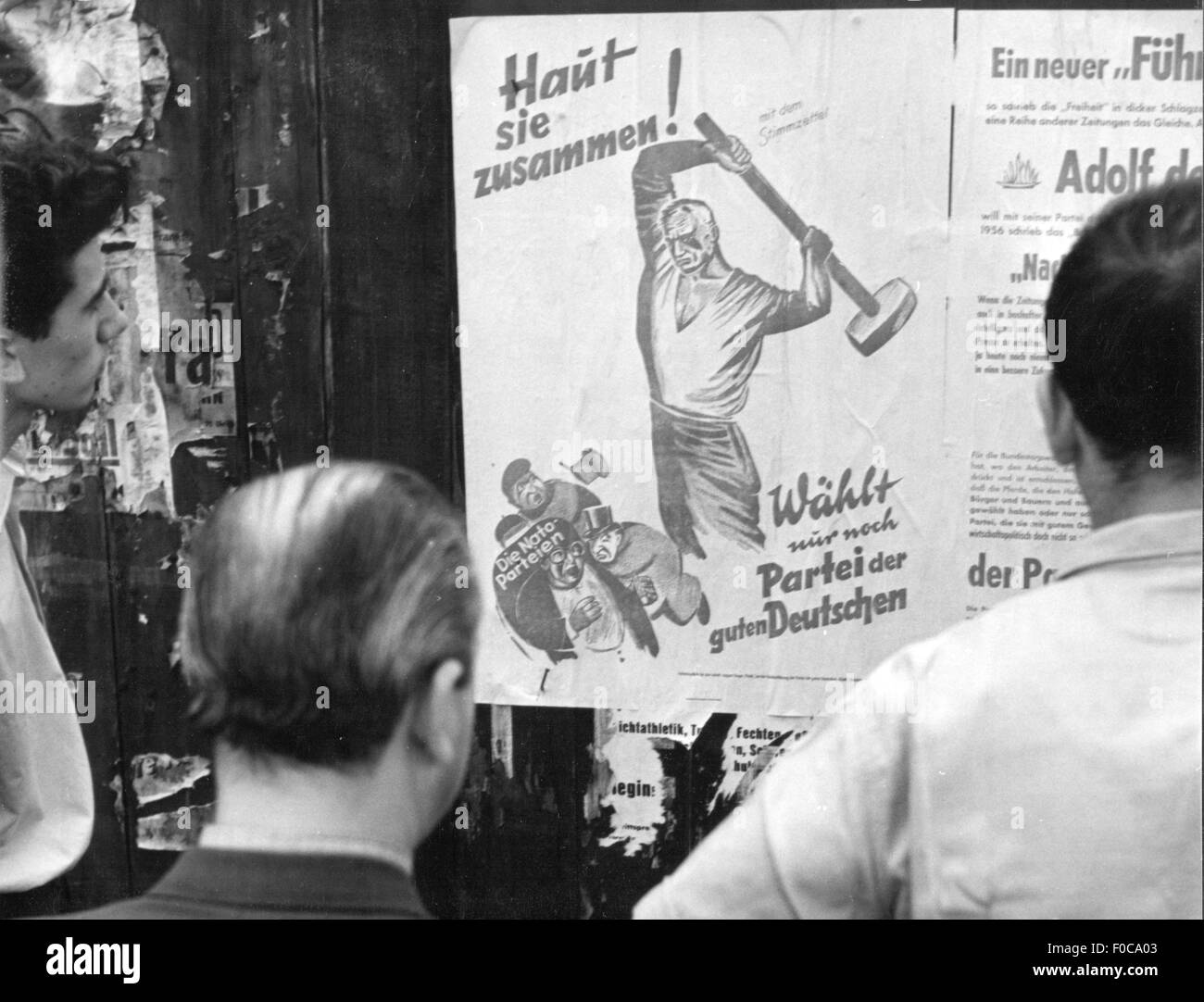 politics, elections, Election to the Federal Diet 1957, election poster of the Party of the Good Germans, 1.8.1957, Additional-Rights-Clearences-Not Available Stock Photo