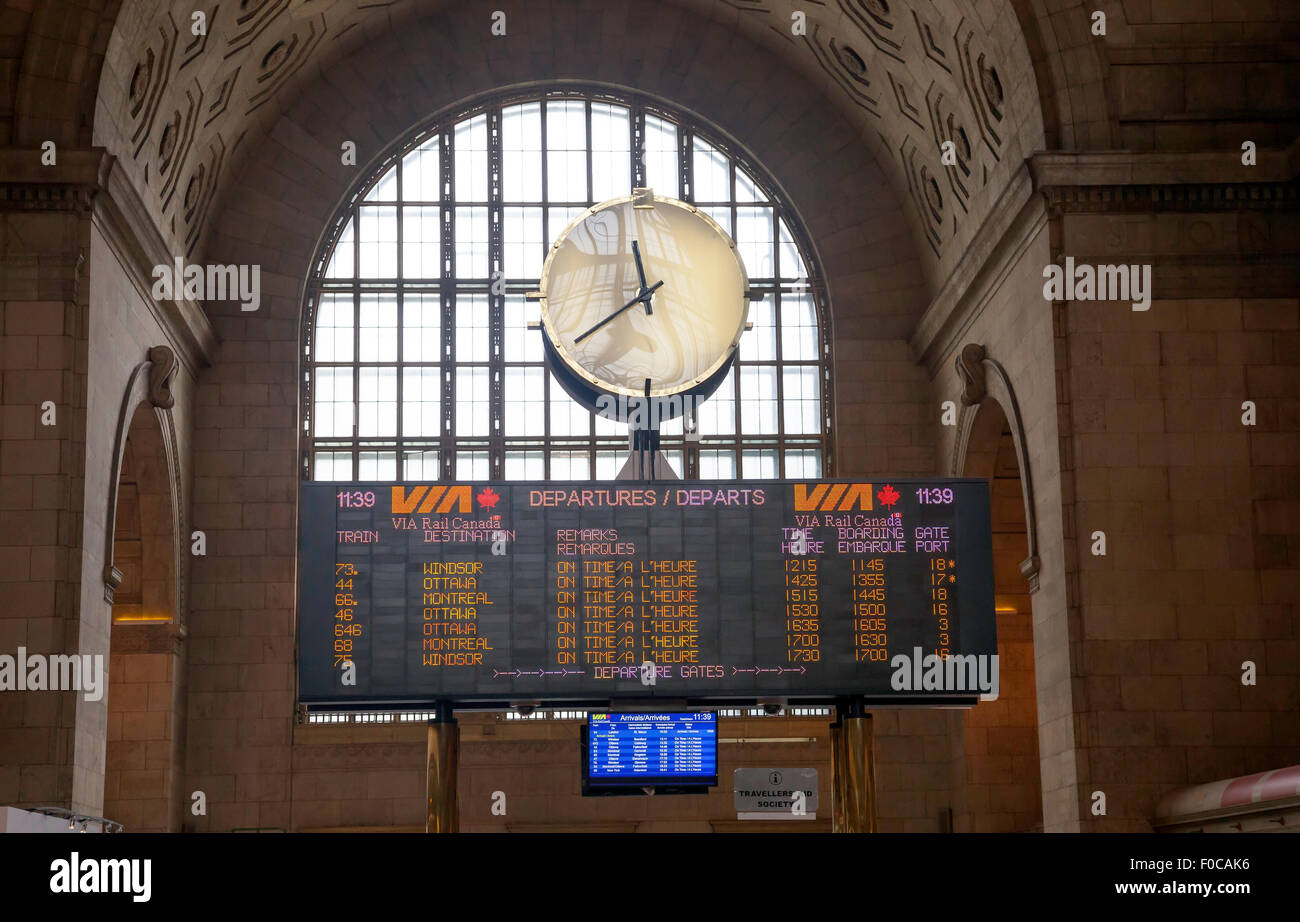 The Clock at Toronto Union Station; Great Hall; Interior;by Railroad