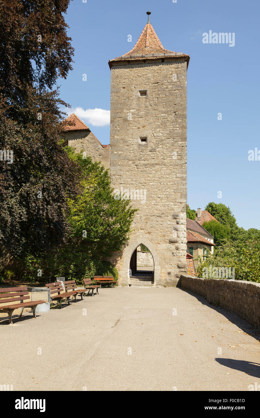 Franciscan tower from the Burg garden, Rothenburg ob der Tauber ...