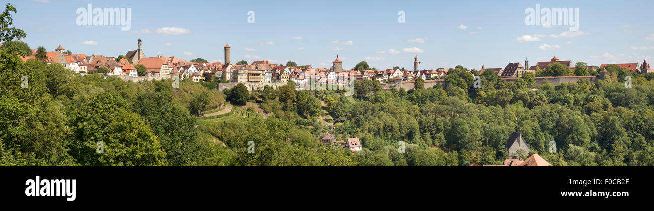 Panoramic view over the city, Rothenburg ob der Tauber, Franconia, Bavaria, Germany Stock Photo
