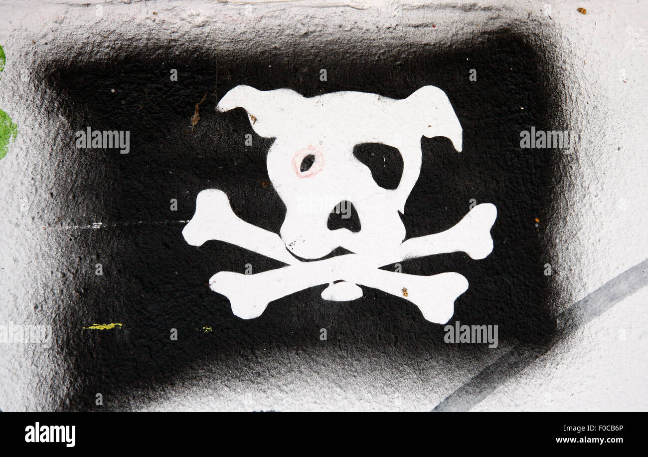 Hund/ Piratenmiotiv, Graffity, Berlin-Prenzlauer Berg. Stock Photo